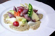 Spring vegetables and firefly squid salad