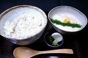 Rice over Japanese yum potato and dashi-sauce