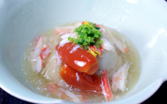 京野菜の蟹　フカヒレ餡かけ